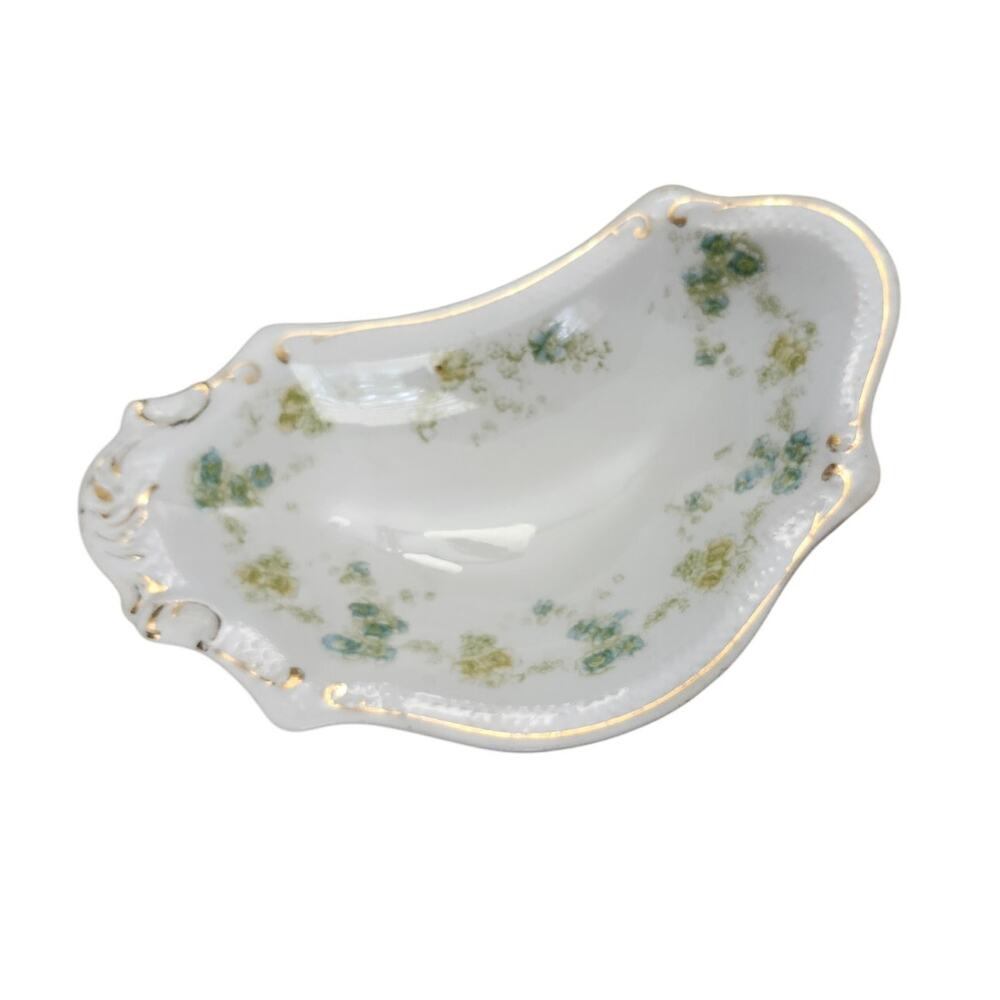 Antique W.H. Grindley White Yellow Flower Bone Dishes "Marseille" Crescent Bowl